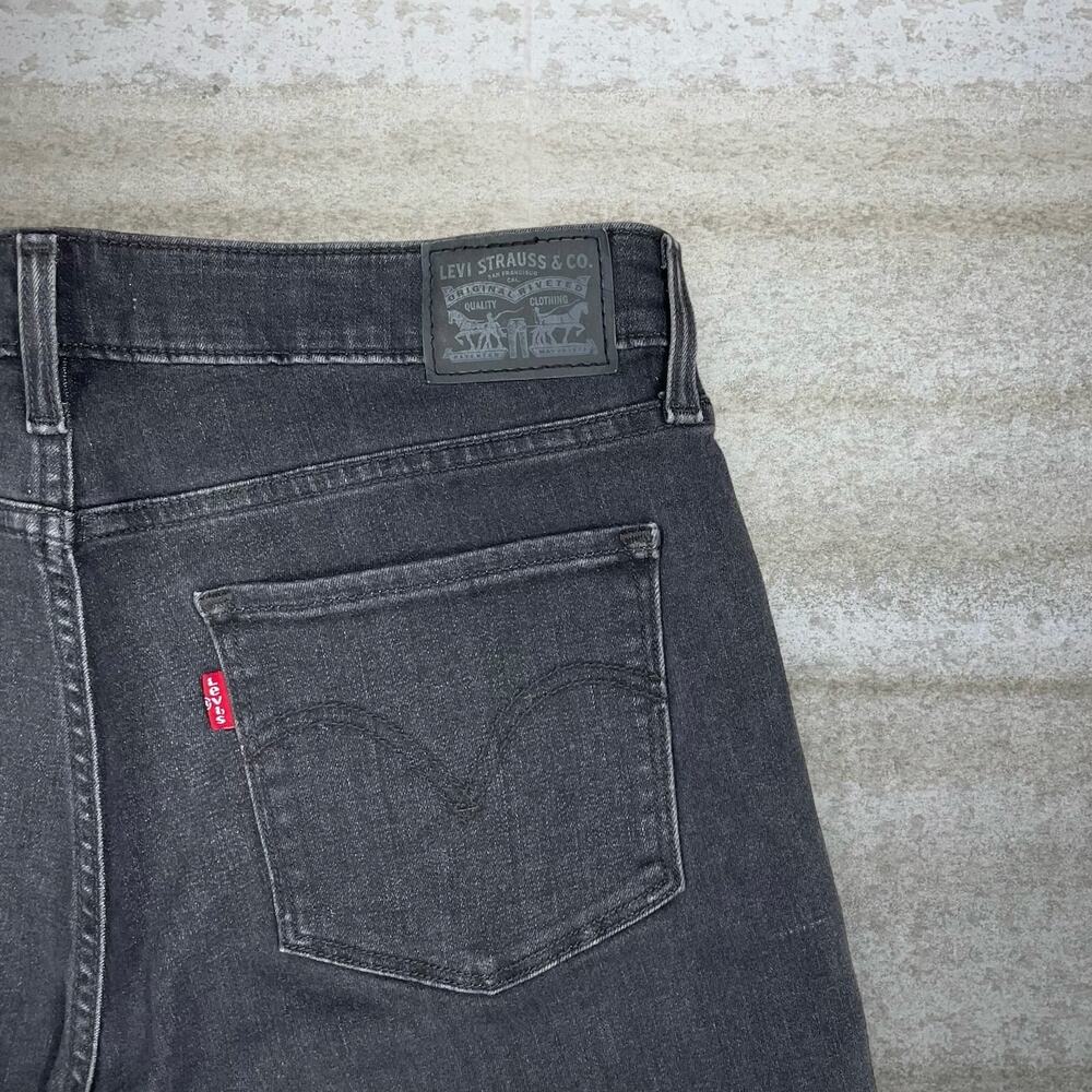 Vintage Y2K Levis Jeans 32x30 Mid Rise Skinny Jet Black Denim Subtle Logo - Picture 3 of 5